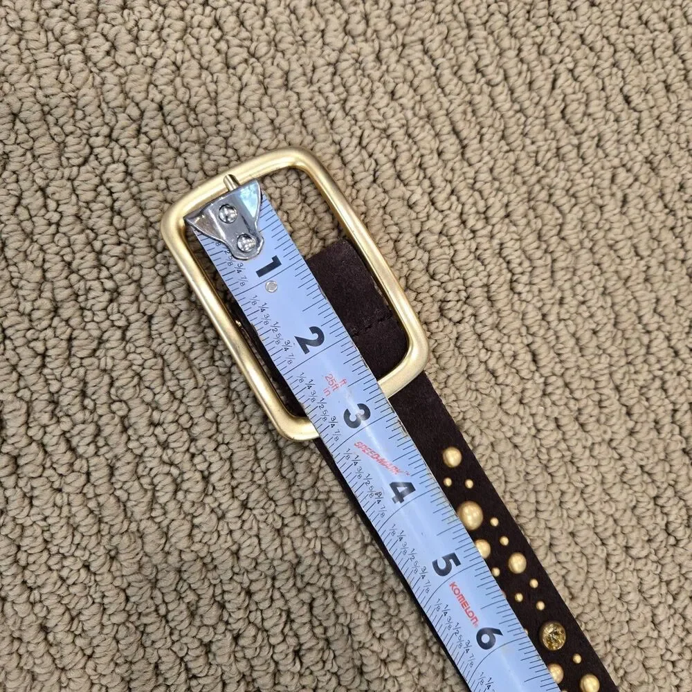 Studded Brown Gold Womens Belt Unmarked Biker 33